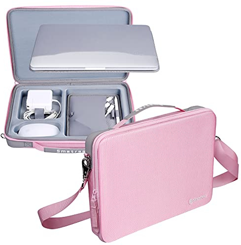 Smatree Hard Shell Carrying Case Compatible for 14.2inch MacBook Pro M5 2025/2024/2023 A2918, 13inch MacBook Air M4 2025/2024/2022, 13 inch iPad Pro M5 2025/iPad Air M3 2025/iPadPro M4 2024, Pink