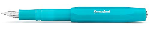 Kaweco FROSTED SPORT Füllhalter Light Blueberry I Premium Füllfederhalter für Tintenpatronen mit hochwertiger Stahlfeder I Füllfederhalter 13 cm I Füller in Blau I Federbreite: EF (Extra Fein)