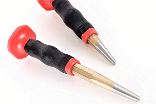 RENNSTEIG Körner Set 2 teilig mit Handschutz 120 & 150mm Meißel Körner Treiber