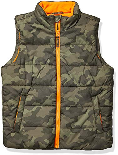 Amazon Essentials Jungen Daunenweste Als Schwere Oberbekleidung, Armeegrün Camouflagedesign, 3 Jahre