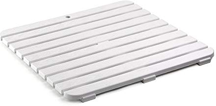 Pedana tappeto Doccia Antiscivolo 55x55 quadrata in plastica effetto legno (Bianco)
