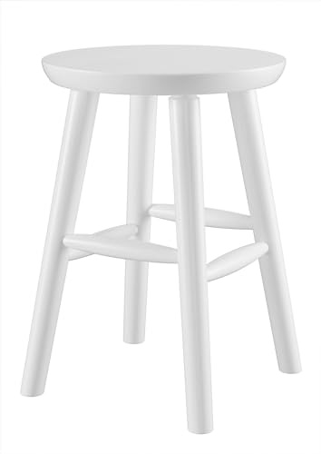 Runder Holz-Hocker als Beistelltisch oder Blumenhocker Schemel aus massiver Kiefer 90.71-42, Holzart/Holzfarbe:Kiefer weiß