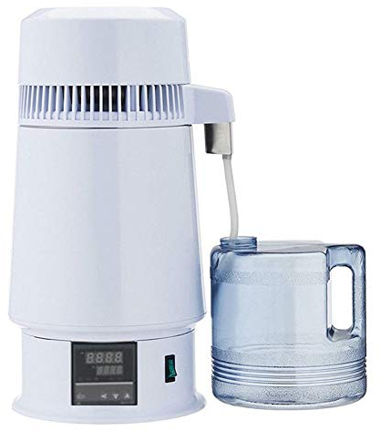 JIXIN Distillateur D'eau, Machine De Distillation De L'eau De Distillation De Contrôle D'acier Inoxydable De Partie Supérieure Du Comptoir 4L 750W De Distillers De L'eau Pour La Maison Avec La Poignée