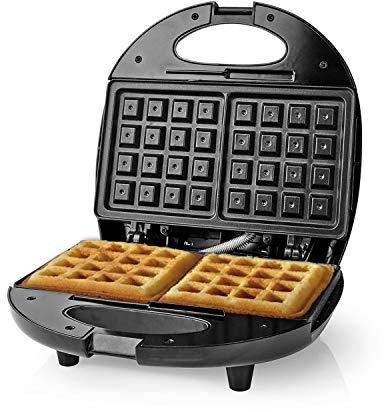 Ex-Pro Waffle Maker Iron, Double Square Shape Waffle Machine with Non Stick Plates & Automatic Temperature Control, 750W - Black/Silver