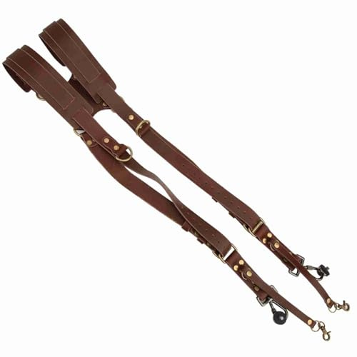 Keenso Camera-Strap for Two, Leather Dual Shoulder Strap Harness Accessory, Adjustable, Safe & Stable, Long Term Use, Good Gift
