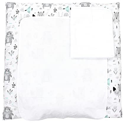 TupTam Baby Wickelauflage inkl. 2 Frotteebezügen ANK019, Farbe: Bären/Füchse/Mint, Größe: 76 x 76 cm