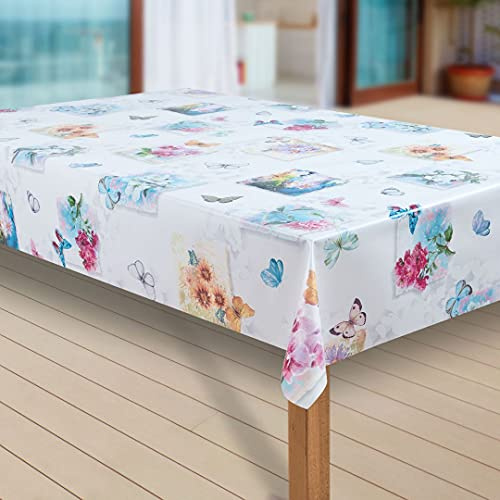 laro Wachstuch-Tischdecke Abwaschbar Garten-Tischdecke Wachstischdecke PVC Plastik-Tischdecken Eckig Meterware Wasserabweisend Abwischbar |70|, Muster:Schmetterling Farfalle, Größe:100x180 cm