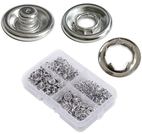 Silber Druckknopf 50set Φ11mm Jersey Druckknöpfe Metall Nähzubehör Buttons Knöpfe zum Annähen Werkzeug Jessey Snaps für DIY Basteln Stoff, Kleidung Taschen
