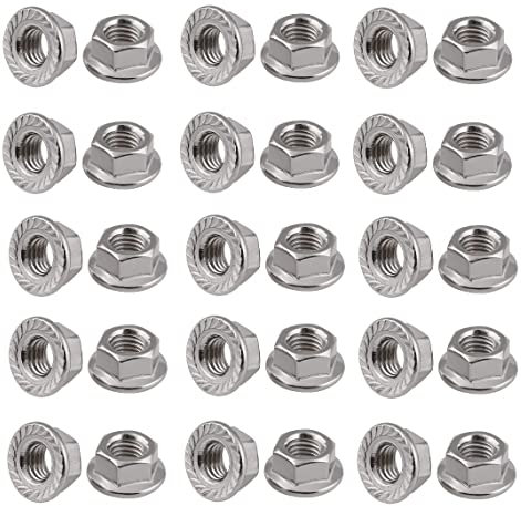 TERF® M8 Serrated Flange Hex Nut M8 (8mm) Hexagonal Serrated Flanged Steel Nuts - Pack of 50