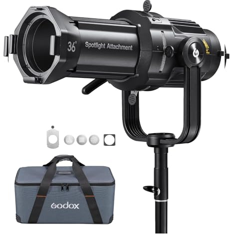 Godox VSA-36K Spotlight Attachment Optical Conical Snoot Concentrator with 36° Lens Kit for Bowens Mount Studio Strobe Monolight Flash and LED Continuous Light