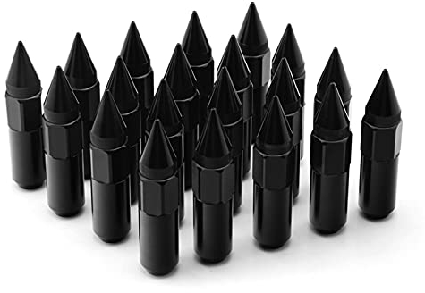 20 Stücke Racing Autozubehör Radmuttern M12x1.5 M12x1.25 Aluminium 60mm Extended Tuner Spike Rasenmuttern Passend für Cadillac Lincoln Radmuttern (Color Name : Black, Specifications : M12x1.25)