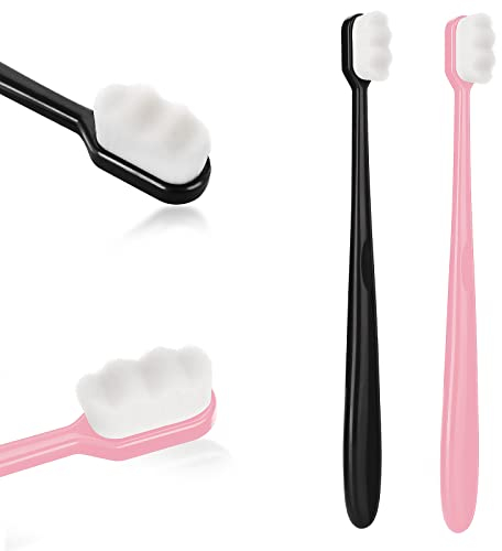 WLLHYF 2 PCS Extra Soft Toothbrush Micro Nano Toothbrushes with 10000 Bristles Sterile Fiber Adult Toothbrush Painless Brushing for Sensitive Gums Teeth Oral Gum Recession Adult Kid Children