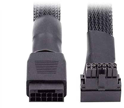 CY 12VHPWR ATX3.0 PCI-E 5.0 Power Modular Kabel männlich auf weiblich abwärts gewinkelte 90 Grad Verlängerung 17cm kompatibel für 3080 3090TI PSU 16Pin 12+4P Grafikkarte