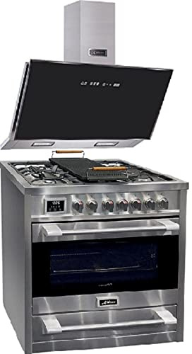 Kaiser Centre de cuisson à gaz HGe 93505 R+A 9430 F ECO, Centre de cuisson électrique à gaz 90 cm/incl. plaque grillade+hotte aspirante 90cm