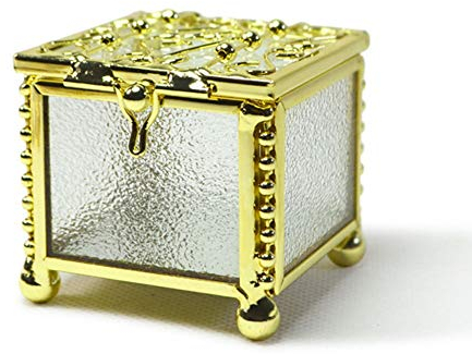 BONOOL Schmuckschatullen, goldene Glas-Schmucktruhe, Kunsthandwerk, Schmuckaufbewahrung im europäischen Stil, für Ring, Halskette, Ohrringe, Schmuckkästchen für Damen