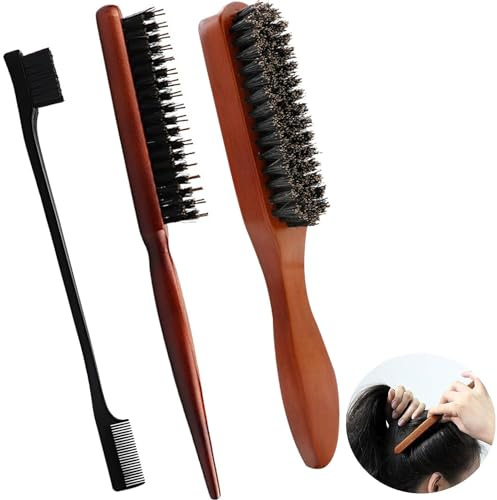 Spazzola Setole Cinghiale,Spazzola per Coda Tirata,3Pcs Spazzola per Capelli Spazzola Setole di Cinghiale Spazzola con Setole di Cinghiale Spazzola Capelli Setole Cinghiale Morbide Setole Naturali