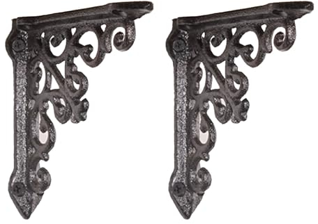 2 Stück Schwebende Regalhalterungen,Regalträger Gusseisen,Schwerlast Regalwinkel,Wandhalterung für Regalbrett,Vintage Möbel Dekorationen,für Lagerregal,mit Schrauben,Schwarz (12cm)