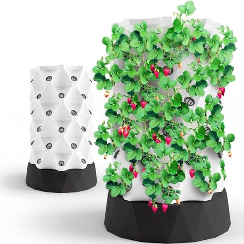 JIANGSS Tour hydroponique Verticale de Jardin, kit de Culture hydroponique intérieure et extérieure, Culture sans Sol, avec 48/64/80 Points de Croissance pour la Culture de Fruits et légumes,6layers