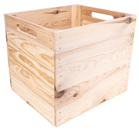 Creative Deco 4 x Holzkiste Natur passend für Kallax Regal 33 x 37 x 33 cm | Holzbox mit Griffen | Geschliffenes Holz | Aufbewahrungsbox Kinder Kisten für Regal Regalbox Spielzeugkiste