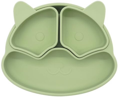 Shurzzesj Baby-Saugnapfteller, Bärenform, Babyteller mit Saugnapf, rutschfeste Kinderteller für Babys und Kinder 6 Monate, geteiltes Design, Babyteller