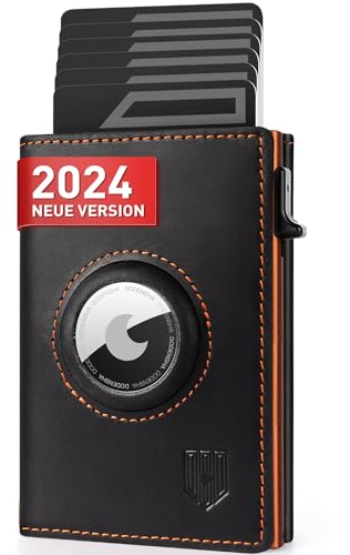 DODENSHA® MagSnap Airtag Wallet Herren mit RFID Schut I Kartenetui Herren I Smart Wallet Klein für 10+ Karten I Wallet mit Münzfach I Portmonee mit AirTag* Fach I Geldbörse I SchwarzOrange