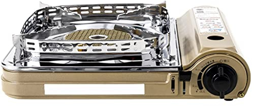 XSCQ Mini Butane Portable Gas Stove Outdoor Camping With Suitcase, 34.3*11.3*28.4cm, Gold, XSCQ01