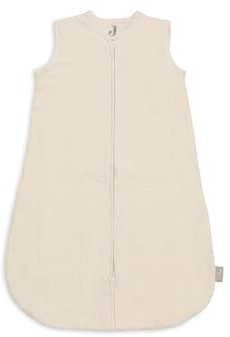 Jollein Musselin Sommerschlafsack Baby - Oatmeal - Newborn - 60 cm - 100% Baumwolle - 0.5 Tog - Schlafsack Baby Sommer - Hellbeige