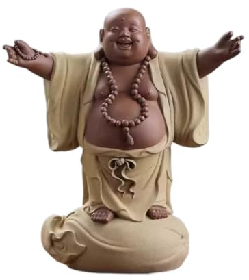 Habrur Buddha Figuren Deko Wohnzimmer 12,2 Zoll Buddha Statue Keramik Skulpturen Großer Bauch Glücklicher Lachender Buddha Für Home Office Desktop Dekor Buddha Figur(Color:D)