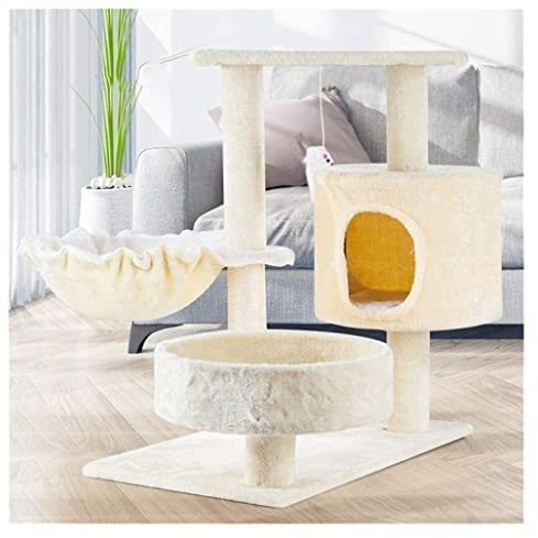ASHSDI Katzen Kletterbaum Katzenbaum Hoch Klettergerüst Für Katzen, Katzenstreu, Kratzbaum, Katzenzubehör, Spielzeug, Sisal, Katzenkratzbrett Katzenmöbel(Color:Beige)