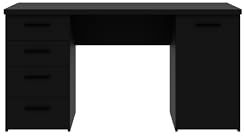 FORTE NET106 Schreibtisch 150, Schwarzer Schreibtisch mit 1 Tür und 4 Schubladen, Modernes Home Office, Jugendzimmer, Computertisch, Holzwerkstoff, Schwarz, 150 cm breit x 76 cm hoch x 60 cm tief