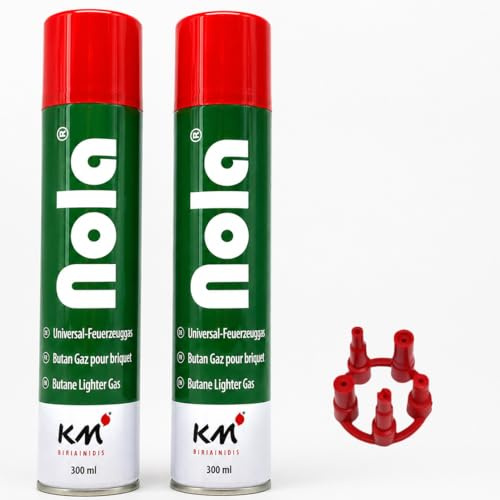 NOLA 2 x 300ml Universal Feuerzeuggas für Feuerzeuge und Flambierbrenner - Butangas zum Nachfüllen, Premium Feuerzeuggas, Nachfüllgas, Butan Feuerzeug Gas - Optimal Für Alle Feuerzeugmodelle 703 (2)