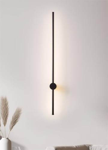 DESHOME Lineare Wandleuchte 100cm Lang Indirekte Wandbeleuchtung Innen Schwarz LED Modern Dimmbar Wandlampe Wohnzimmer 360° Drehbare Flurlampe für Schlafzimmer Bett Flur Treppenhaus