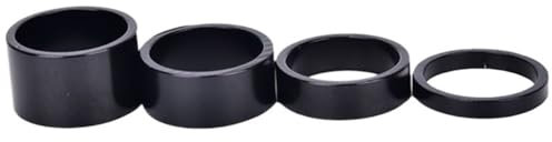 LUOKEKE SteuersäTze 4 stücke Aluminiumlegierung Fahrrad Headset Washer Radfahren MTB Fahrrad Gabel Vorbau Spacer Ahead Kappe(BK)