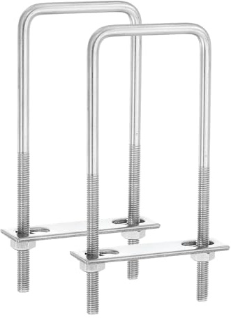 sourcing map 2 set di bulloni a U quadrati in acciaio inossidabile 304, 62 mm, larghezza interna 160 mm, lunghezza M8 con dadi, piastra di telaio, guarnizione per rimorchi di automobili, barche da