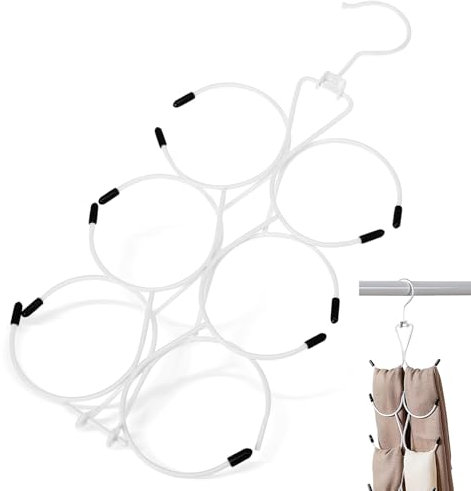 Luxshiny Scarf Organizer Iron Hanger with Multiple Hooks Space-Saving Vertical Storage for Scarves Ties Hats Leggings and Purses 21.85X5.91In