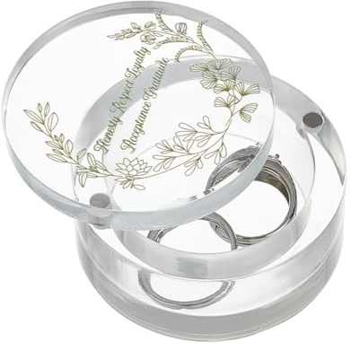 PH PandaHall Saint-Valentin Boîte à Alliances Ronde en Acrylique Transparent Boîtes Présentation de Bagues Boîtes Rangement de Bijoux pour Anniversaire Demande Mariage Cérémonie Fiançailles 6.5x3.3cm