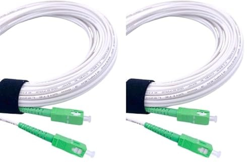 Elfcam® - 3m Fibra óptica Cable SC/APC a SC/APC monomodo simplex 9/125µm LSZH, Blanco/Verde (3M) (Paquete de 2)