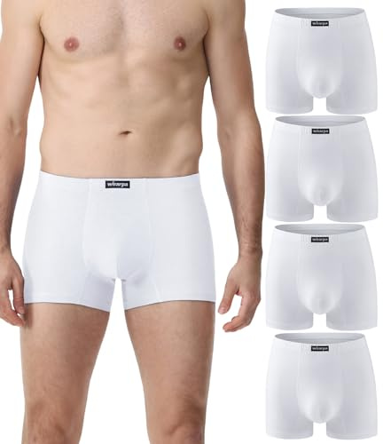 wirarpa Herrunderbyxor, bomull, kortbyxor, boxershorts, 4-pack, Vitt, XL