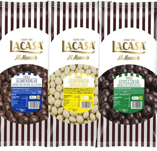 Lacasa Mi Momento pack 3kg bolas: Almendra con chocolate con leche,Almendra con chocolate Blanco,Avellana con chocolate Negro