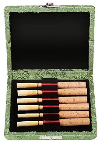 Rankomu Oboe Accory Holz-Seidenstoff-Hülle, Halter, Oboen-Rohrblatt-Box für 6 Stück, Grün, ideale Aufbewahrungslösung für Oboen-Akkories