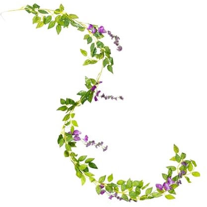 HUIJIQX Künstliche Rattan-Girlande, 180 cm, violette Weinranken, Seidenblätter, Hängepflanzen für Zuhause, Garten, Hochzeit, Bogen-Blumendekoration (lila)