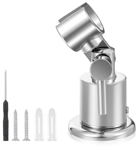 HJZHII Support de pommeau de douche réglable à 180° pour douche de 2 cm, support de pommeau de douche entièrement en métal avec vis et tournevis, support mural avec poignée