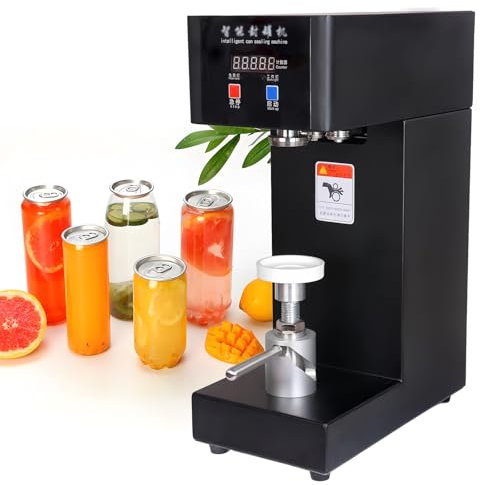 180W Electric Can Sealing Machine with Counter & LCD Display, 5.5cm Dia 14-21cm Height Soda Can Seamer Machine for Plastic Aluminum Cans, Tin Can Sealer Machine for Commercial Home Use,Black-110V