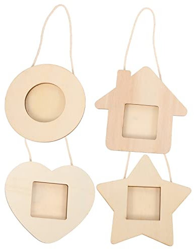 VINTORKY Holz-fotorahmen in Herzform Bastelornamente 2 Sets Unbehandeltes Holz