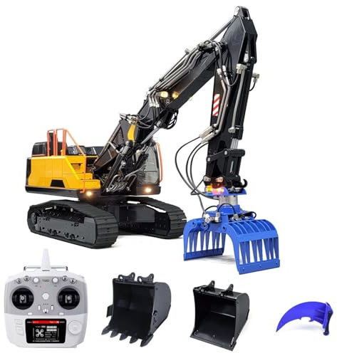 1/14 Hydraulischer Kettenbagger Ec380 3-Arm-Struktur | Hobby-Modell, vormontiert & lackiert, gelbes Gehäuse, hydraulischer Antrieb