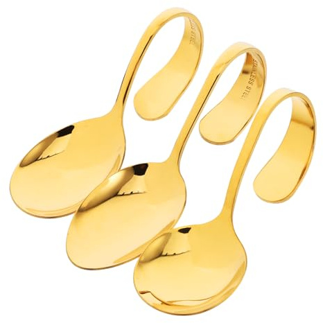 Alipis 3pezzi Cucchiaio da Portata in Acciaio Inox Curvo Cucchiai Multiuso per Sushi e Frutti di Mare Cucchiaio da Cucina Riutilizzabile Adatto per Antipasti e Insalate