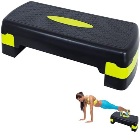 Steppbrett Fitness Aerobic Stepper Höhenverstellbar Step Bench mit 2 Stufen (10/15cm), Hometrainer Fitnesstraining Workout Rutschfestes Trainingsgerät für Büro und Zuhause 68 x 28 x 15 cm