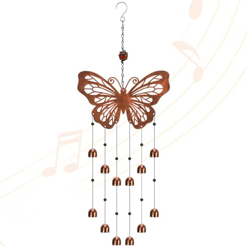 Xialvyu Metall Schmetterling Windspiel Draußen, Hof, Terrasse, Verandas | Rostfreies Metall, ideal als Gartendeko & Gedenkgeschenk für Geburtstag, Weihnachten und Muttertag
