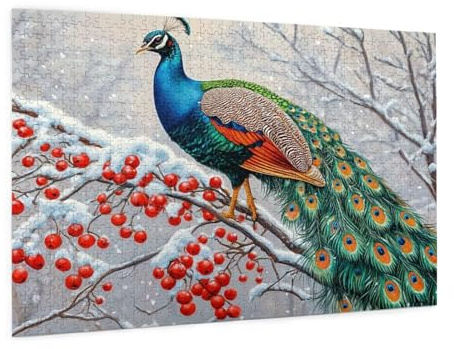 Puzzle Wald Puzzle 6000 Teile Pfau Puzzles Erwachsene mit Geschenkbox,DIY Groß Holzpuzzle für Erwachsene,Geschicklichkeitsspiel für Die Ganze Familie Geschenke für Frauen,Puzzlegröße 105 x 180 cm -82y