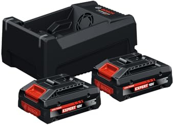 Bosch EXPERT 18V System Starter set: batteria a prestazioni elevate EXBA18V-40 in combinazione con caricabatteria rapido GAL 12V/18-80 (fino a 2.000 W di potenza massima)